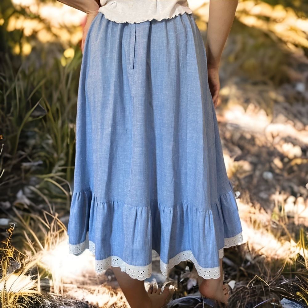 Vtg 70s Prairie Skirt - Picture 5 of 7